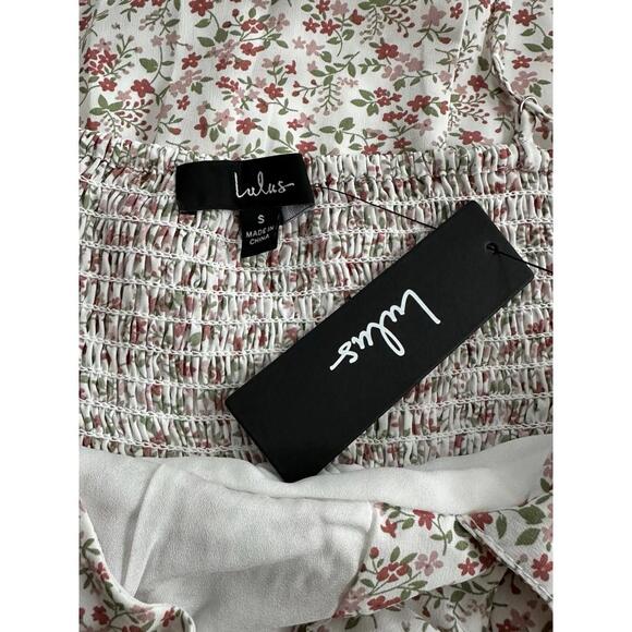 Lulus Decidedly Adorable Floral Tie Front Tiered Midi Dress Cottagecore S NWT - Picture 7 of 8